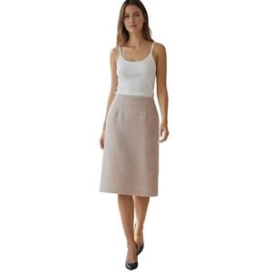 J.Crew Collection NEW Pink Silk Cotton Metallic Tweed Pencil Skirt W32 Size 12